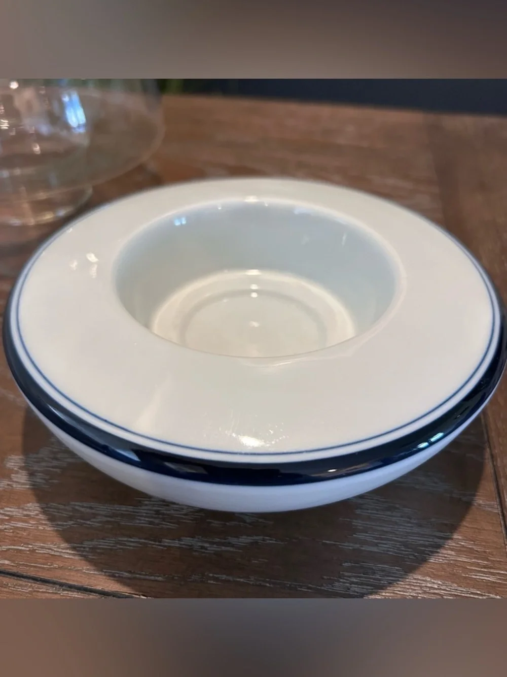 Vintage Dansk International Blue & White Ceramic Hurricane Lamp Candle Holder